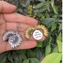SUNSHI New Upgrade Sunflower Necklace Engraved 2 Sided Version Heart Locket You are My Sunshine Love You Pendant with Box for Women, Mother, Daughter