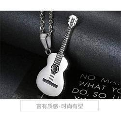 Guitar Pick Necklace QEPOL with Men Women Adjustable Chain Hip Hop Music Style Titanium Steel Guitar Tag Pendant Jewelry Personalized Gift