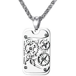 U7 Men Steampunk Jewelry Stainless Steel Rope Chain Cool Gear Pendant Necklace