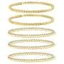 14K Gold Beaded Bracelets for Women,Dainty Gold Plated Chain Link Bracelet Stretchable Adjustable Bracelet……