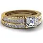 Couple Ring Bridal Set His and Hers Women 10k Yellow Gold Filled Square CZ Men Stainless Steel Band Wedding Ring Band Set Couple Ring Bridal Set His and Hers Women 10k Yellow Gold Filled Square CZ Men Stainless Steel Band Wedding Ring Band Set