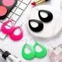 Hicarer 3 Pairs Women Fashion Retro Neon Earrings for 80s Party or Retro Costume Party (Oval Earings)