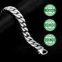 willtx Gold Cuban Link Chain Necklace or Bracelet for Men Boys Rapper Biker Hip Hop Jewelry Thick Curb Links with Design Box Clasp