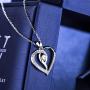 Van Chloe Women 925 Sterling Silver Necklace Love Heart Pendant Only You Cubic Zirconia Diamond White Gold Plated Necklace Jewelry Gifts for Women Girls 17.7''+ 1.77'' (Heart) (Heart) (Only You)