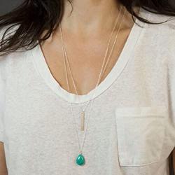 CanB Boho Turquoise Layered Necklaces Chain Pendant Jewelry for Women Girls (Silver)