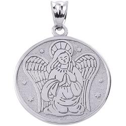 925 Sterling Silver Two Sided Guardian Angel Charm Pendant