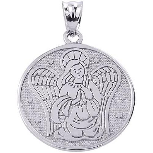 925 Sterling Silver Two Sided Guardian Angel Charm Pendant