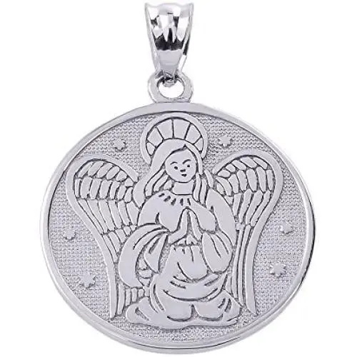 925 Sterling Silver Two Sided Guardian Angel Charm Pendant 925 Sterling Silver Two Sided Guardian Angel Charm Pendant