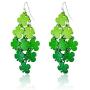 RareLove Silver Plated Multi Green Shamrock Chandelier Piercing Dangle Earrings Alloy St Patricks Day Gift For Women Girls