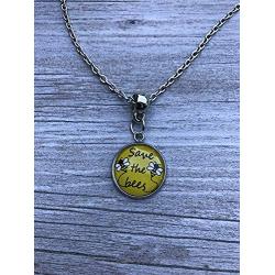 Infinity Collection Save The Bees Necklace, Help Save The Honeybees Awareness Jewelry, Save The Planet Charm Pendent for Women and Girls