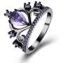 WANGYUSHENG Womens Black Gold Plated Purple Amethyst Cubic Zirconia CZ Princess Crown Tiara Ring Wedding Band WANGYUSHENG Womens Black Gold Plated Purple Amethyst Cubic Zirconia CZ Princess Crown Tiara Ring Wedding Band