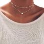 Kakaco Heart Layered Choker Necklaces Beaded Necklace Pendants Silver Chain Jewelry for Women and Girls