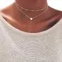 Kakaco Heart Layered Choker Necklaces Beaded Necklace Pendants Silver Chain Jewelry for Women and Girls