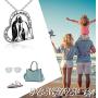 POPLYKE Penguin Gifts for Women Girls Sterling Silver Penguin Family Heart-Shaped Pendant Necklace Jewelry for Mom Daughter