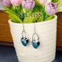 Sllaiss Blue Crystals Dangle Earrings for Women Heart Crystal Dropp Earrings Birthday Jewelry Gift for Her Made with Swarovski Crystals