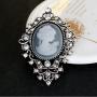 JJTZX Victorian Black Velvet Lace Cameo Choker Gothic Lady Cameo Necklace&Brooch Pin Gift for Her