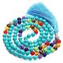 PNEIME 108 Mala Beads Necklace - 8mm Tibetan Prayer Beads -Yoga Meditation Beads Necklace - Hand Knotted Japa Mala