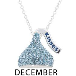 Hersheys Kisses Birthstone Sterling Silver Swarovski Crystal Pendant Necklace, 18''