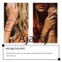 Ajacry Boho Layered Chain Bracelet Pencil Bangle Bracelet Accessories Jewelry for Women and Girls (Silver)