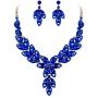 BriLove Womens Wedding Bridal Crystal Multi Teardrop-Shape Flower Hollow Enamel Statement Necklace Dangle Earrings Set