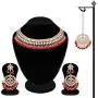 Aheli Faux Kundan Beaded Necklace Earrings Maang Tikka Indian Bollywood Ethnic Jewelry Set for Women