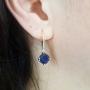 Dazzlingrock Collection 14K 8 MM Each Cushion Cut Lab Created Gemstone & Round Cut White Diamond Drop Earrings, Rose Gold