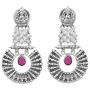 Aheli Boho Oxidized Indian Laxmi Goddess Dangle Earrings with Faux Stone Studded Ethnic Fashion Jewelry for Women