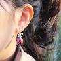 RareLove Christmas Red Ornaments Ball Crystal Piercing Dangle Earrings Red Blue White CZ Rhinestone Silver Plated Alloy Holiday Jewelry For Women Girls