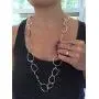 Of Earth and Ocean Sparkling Long Link Necklace, Handmade Circle Chain Link Necklace for Women - Silver Plated, Judith Stiles Jewelry