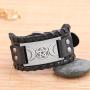 VASSAGO Vintage Pagan Triple Moon Goddess Pentacle Pentagram Metal Amulet Cuff Leather Bracelet