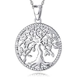 Agvana 925 Sterling Silver Tree of Life Dainty Pendant Necklace Mothers Day Gifts for Mom Family Tree Necklace Anniversary Birthday Gifts for Women Girls Wife Grandma Lover Her with Velvet Bag