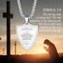 FaithHeart Joshua 1:9/Proverbs 4:23/Philippians 4:13/Luke 1:37 Bible Verse Pendant Necklace, 18K Gold Plated/Stainless Steel Shield/Dog Tag Jewelry with 3MM Box Chain