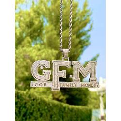 Shop-iGold Custom Men Women 925 Italy White Gold Finish Iced Silver Charm Ice Out Pendant Stainless Steel Real 3 mm Rope Chain, Mans Jewelry, Iced Pendant, Rope Necklace 16''- 24''