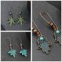 Indian Earrings for Women, Fashion Hollow Dangle Earrings Set for Women Girls Bohemian National Style Eardrop with Bronze Waterdrop Leaf hand Shaped Vintage Jewelry for Gifts,10 Pairs