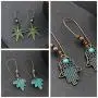 Indian Earrings for Women, Fashion Hollow Dangle Earrings Set for Women Girls Bohemian National Style Eardrop with Bronze Waterdrop Leaf hand Shaped Vintage Jewelry for Gifts,10 Pairs