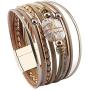 GelConnie Baroque Pearl Leather Cuff Bracelet Multi Strand Wrap Bracelets Magnetic Bohemian Bracelet for Women, Wife, Sister