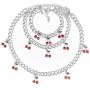 Nanafast Cherry Choker Necklace Bracelet and Anklet Set for Women,Charm Cute Rhinestone Cherry Pendant,Thick Necklace Jewellery Set for Girls
