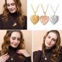 U7 Women Girls Photo Locket Pendant Heart/Round Shaped Fashion Jewelry 18K Gold Plated Necklace, with Custom Image or Text Engrave Service
