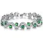 Herinos Women Platinum Plated Cubic Zirconia Tennis Bracelets Wedding Bridal Crystal Bangle