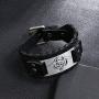 GUNGNEER Men Black Celtic Dragon Leather Bracelet Elastic Irish Strength Power Protection Irish Jewelry Accessories