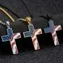 Hahafash American USA Flag Cross Day Gift Stainless Steel Patriotic Cross Religious Pendant Necklace Jewelry for Men Women Hahafash American USA Flag Cross Day Gift Stainless Steel Patriotic Cross Religious Pendant Necklace Jewelry for Men Women