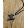 BEANS Stainless Steel Classic Vintage Antique Lightning Bolt Pendant Necklace for Men Women,Free Chain 20 Inches