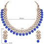 Aheli Wedding Wear Indian Kundan Maang Tikka Earrings Necklace Set Bollywood Ethnic Traditional Jewelry for Women (Royal Blue)