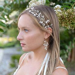 Mariell Bridal and Wedding Gold Handmade Dangle Earrings with Crystal Gems and Petite Freshwater Pearls