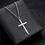 Fansilver 3MM 925 Sterling Silver Cross Necklace for Men Women Pendant Necklace Classic Curb Chain Jewelry Best Gift with Box 22/24 inch