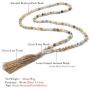 BALIBALI 6MM Mala Beads Necklace Natural Stone Meditation Statement Necklace Japa Yoga Rosary Prayer Charm Beaded Tassel Necklace