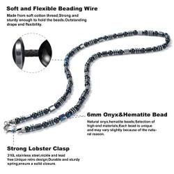 WESTMIAJW 6mm Mens Hematite Beads Beaded Necklaces Chain Natural Gemstone Healing Crystals Jewelry 50/60cm