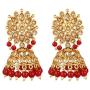 Efulgenz Indian Bollywood Faux Pearl Crystal Kundan Rhinestone Wedding Jhumka Jhumki Dangle Earrings Jewelry Set