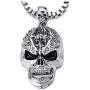 COOLSTEELANDBEYOND Gothic Punk Mens Large Skull Pendant Necklace Polished with 22.4 inches Box Chain