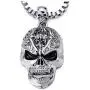 COOLSTEELANDBEYOND Gothic Punk Mens Large Skull Pendant Necklace Polished with 22.4 inches Box Chain COOLSTEELANDBEYOND Gothic Punk Mens Large Skull Pendant Necklace Polished with 22.4 inches Box Chain
